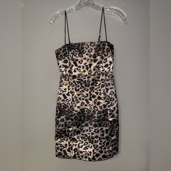 Urban Outfitters Spaghetti Strap Bodycon Slit Leopard Dress XS NEW #719 - Picture 2 of 12